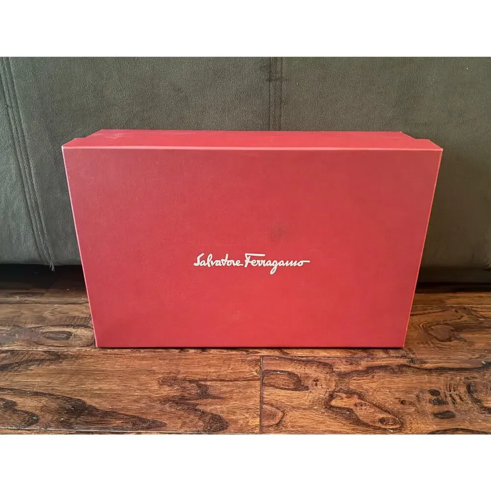 $1,295 Salvatore Ferragamo Napoli Brown Leather Derby Dress Shoes US 8.5 EEE NIB